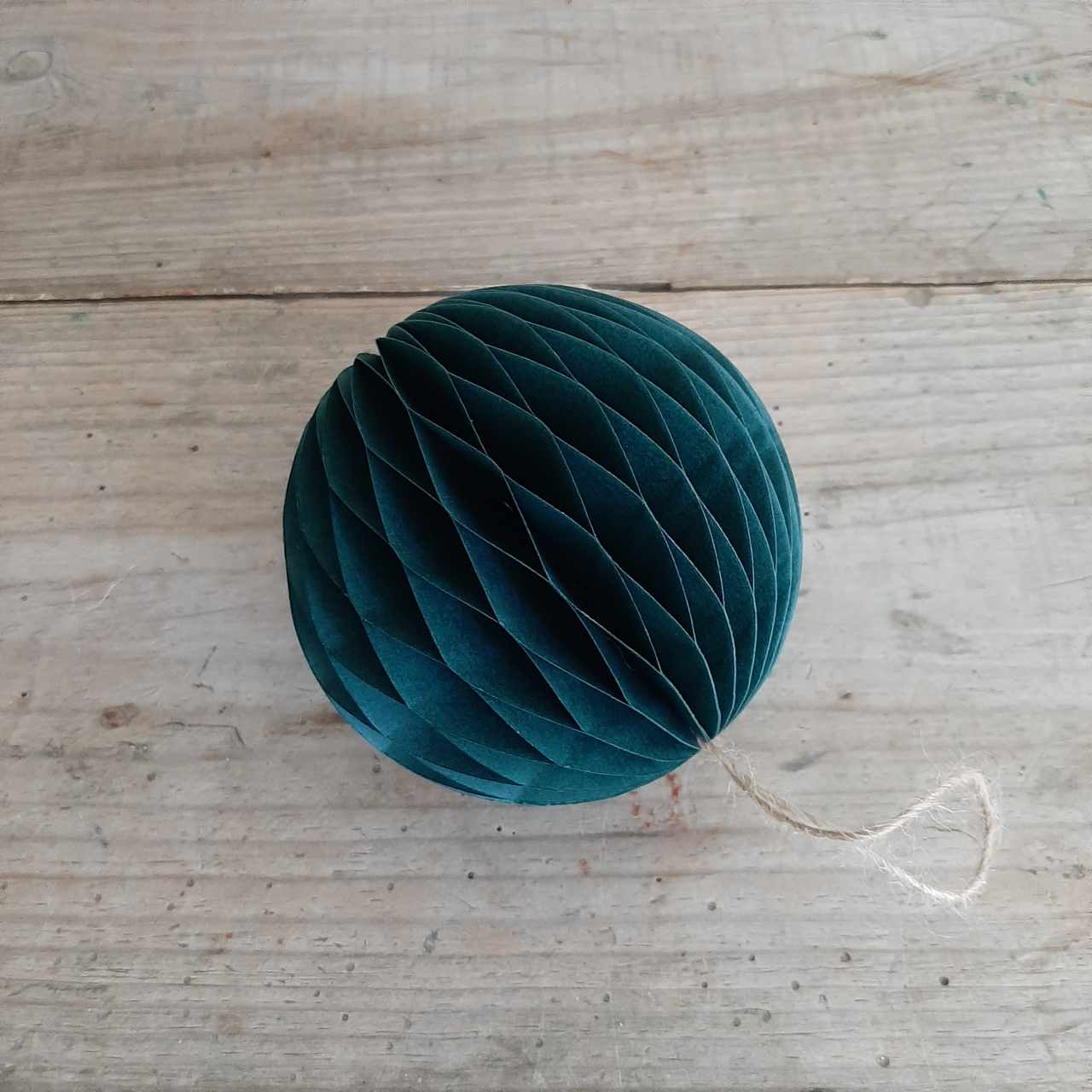 Sustainable Christmas decoration. Honeycomb decoration in Forest Green, made from paper. Ball