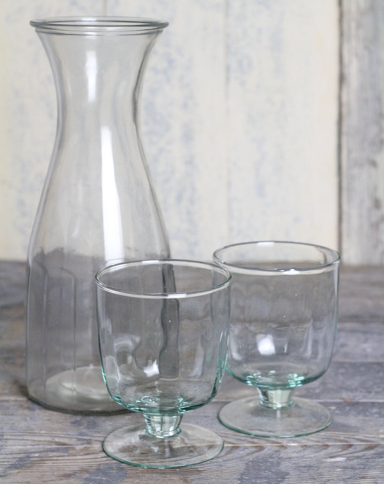 recycled water glasses with carafe