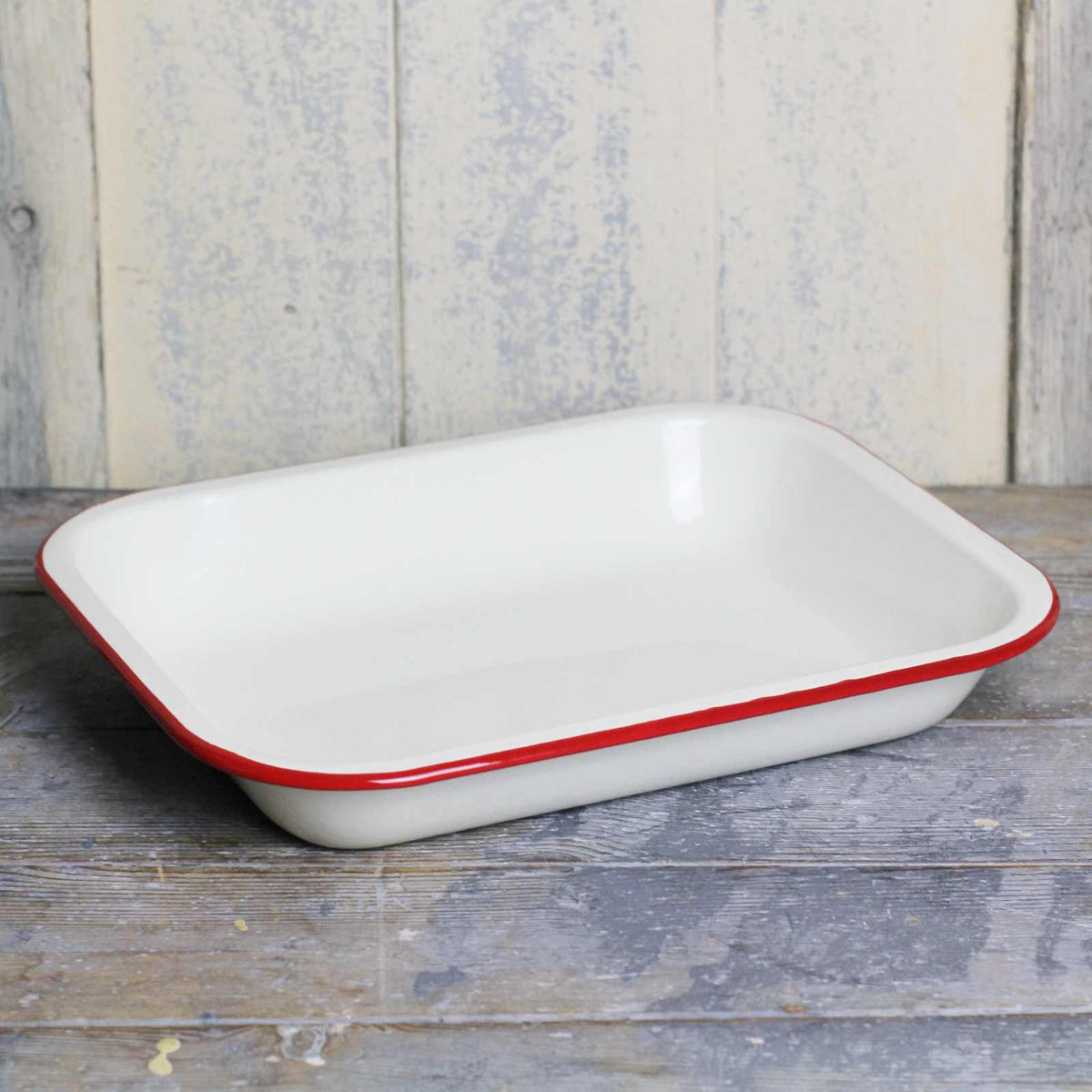 Enamel Roasting Dish, Cream & Red Closet & Botts