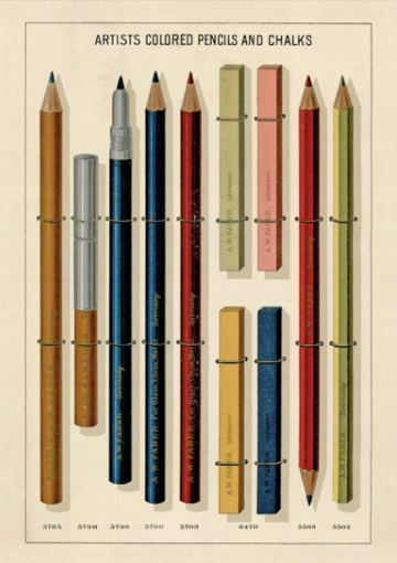 Vintage card with pencil illustration detail