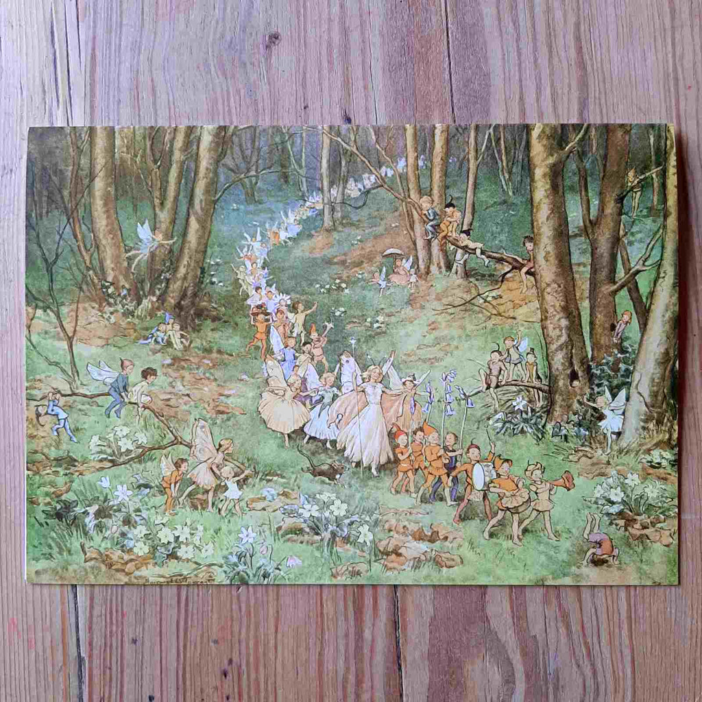 'The Fairy Way' greeting card. Beautiful fairy illustration by Margaret Tarrant. Yellow envelope.