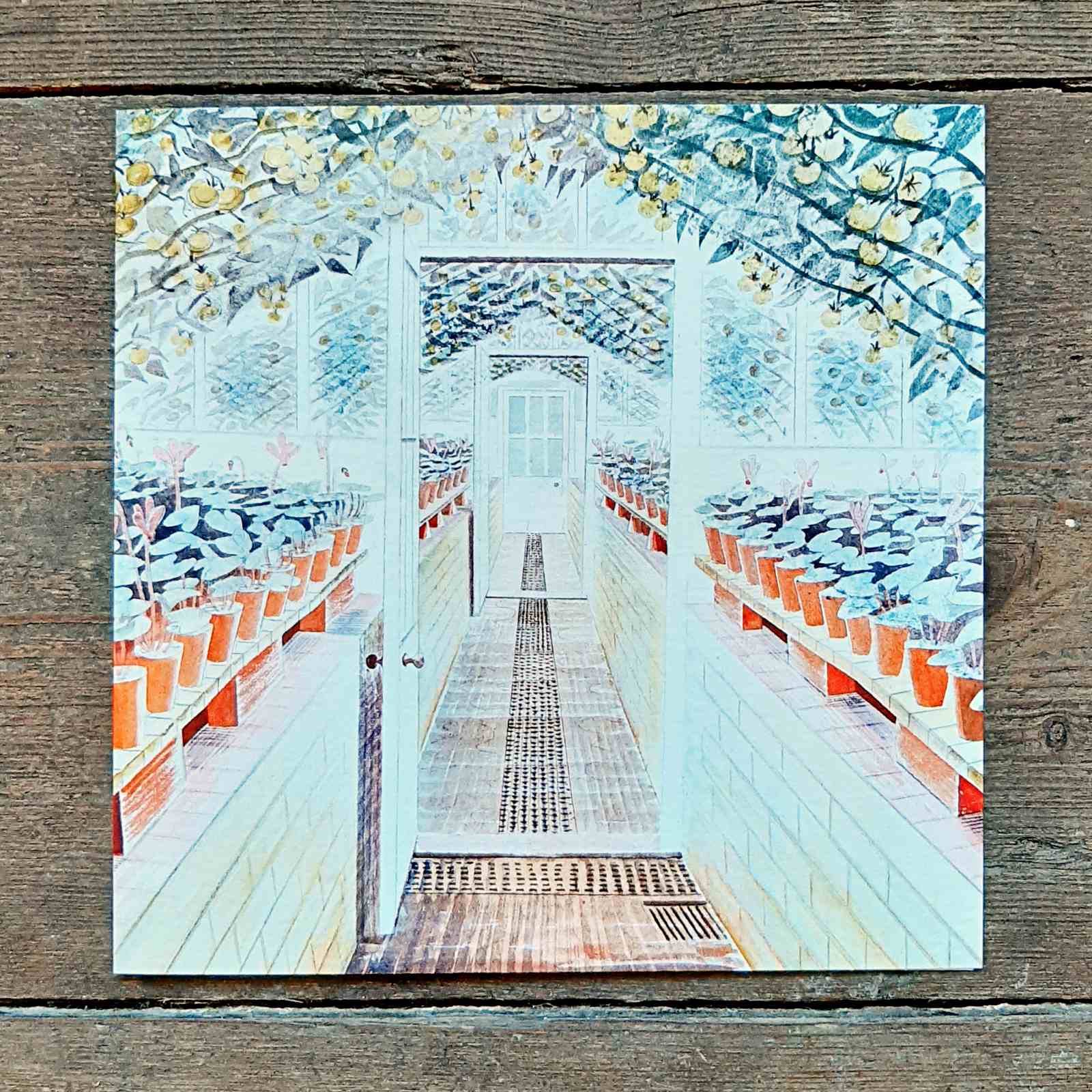 The Greenhouse Greeting Card by Eric Ravilious.