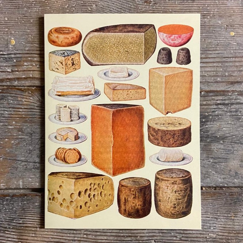 Vintage card 'Types of Cheese'