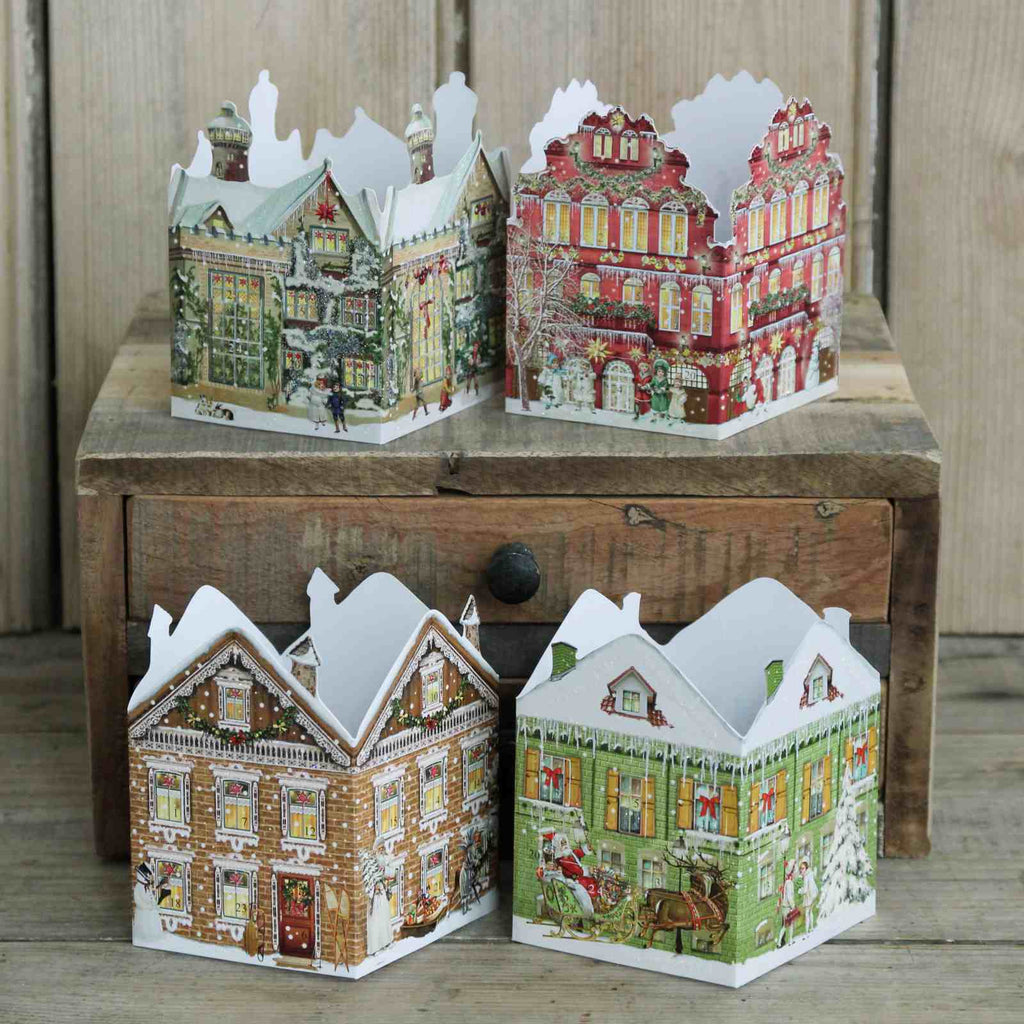 Mini Advent Lantern - Victorian House. Traditional German Advent Calendar Lanterns