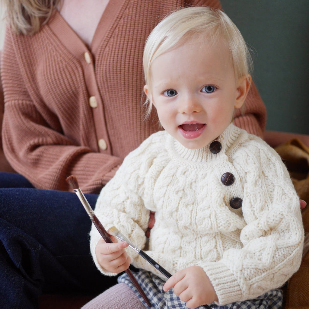 Aran Baby Jumper with Buttons