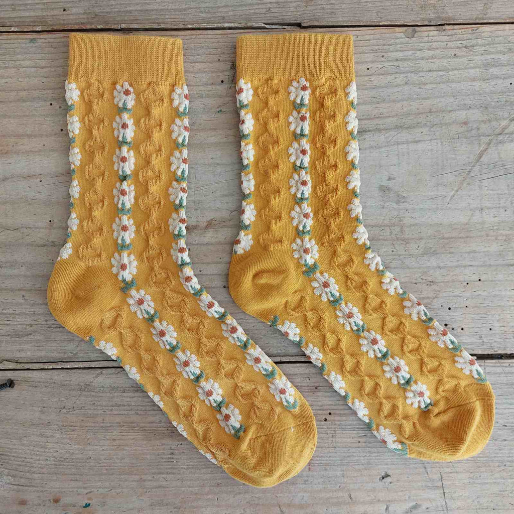 Mustard Daisy socks for women