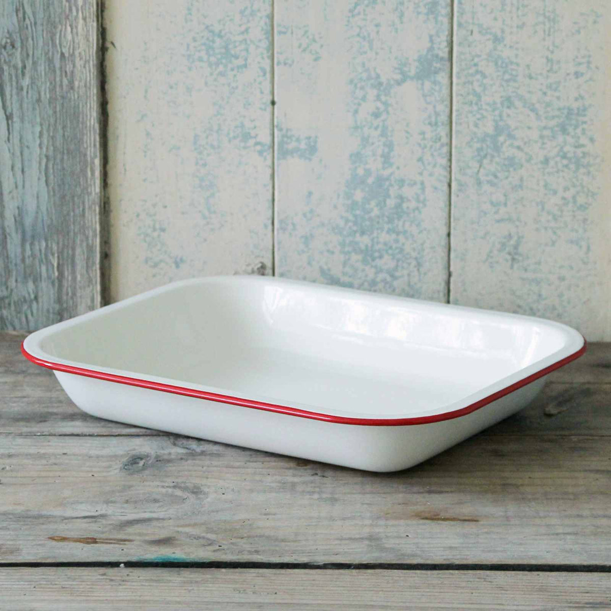 Enamel Roasting Dish, Cream & Red Closet & Botts
