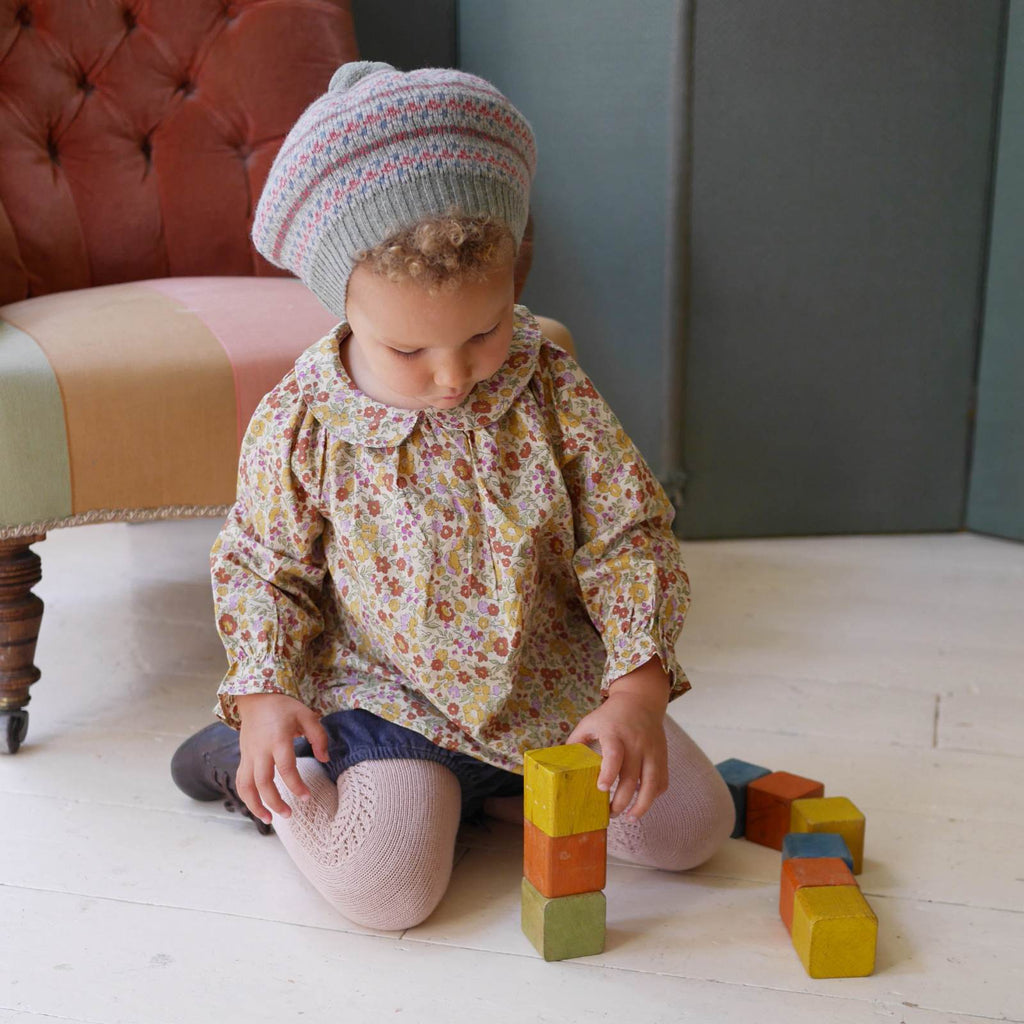 childs fair isle beret with multi colours