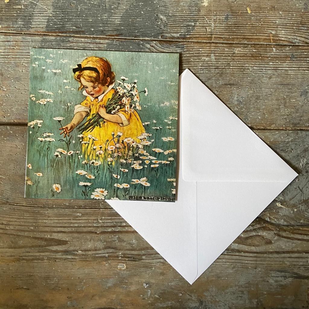 'Gathering Flowers' by Jessie Wilcox Smith with envelope
