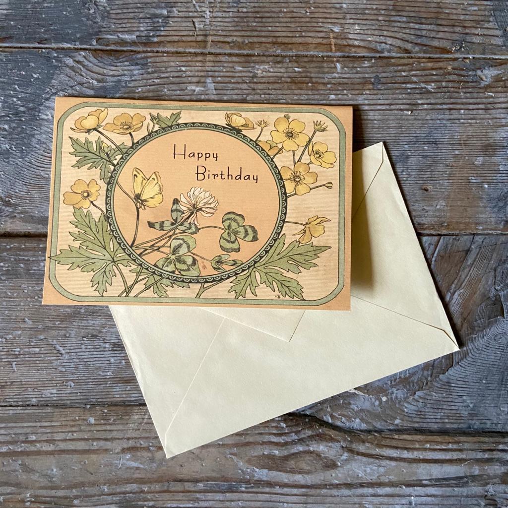Vintage birthday card 'Happy Birthday' with envelope