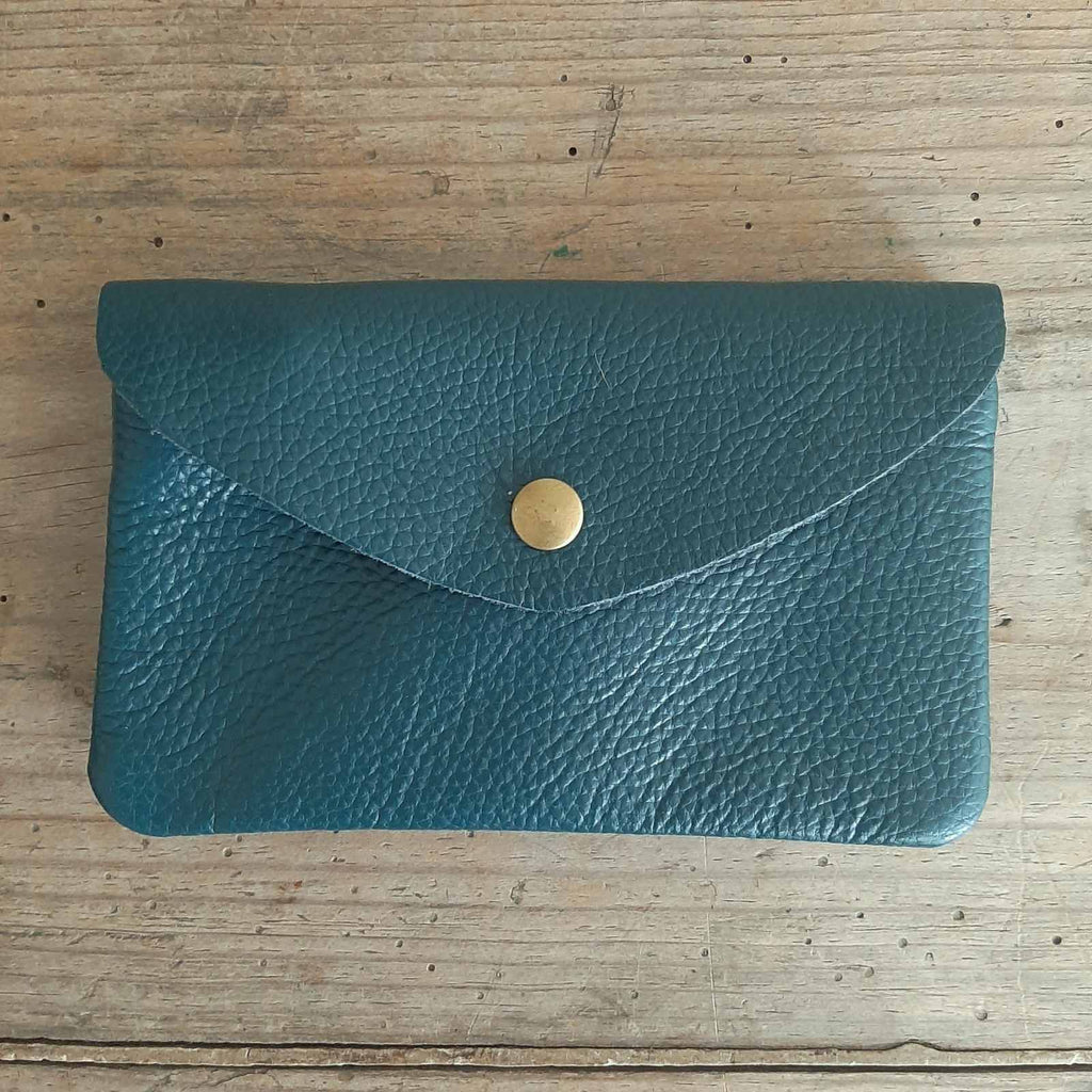 Teal Leather purse made from 100% leather