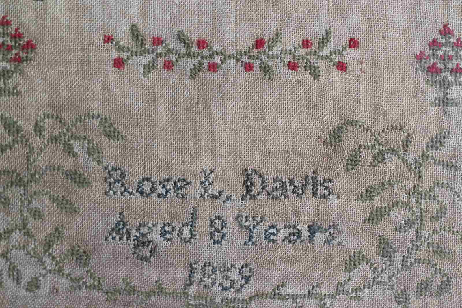 Vintage Framed Sampler Dated 1859