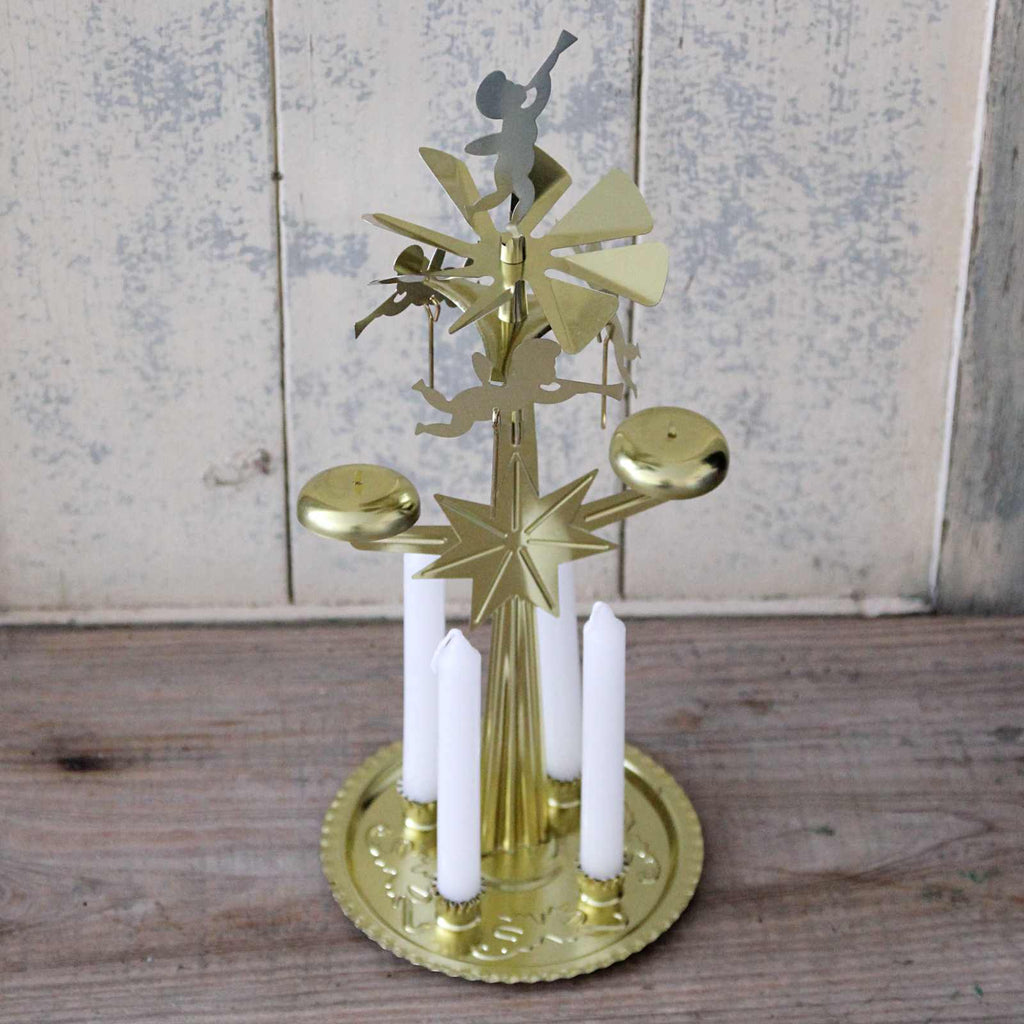 Classic Swedish Angel Chimes are a traditional Christmas decoration with four candles