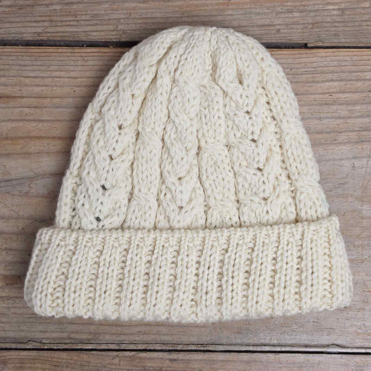Aran Wool Hat - Cream