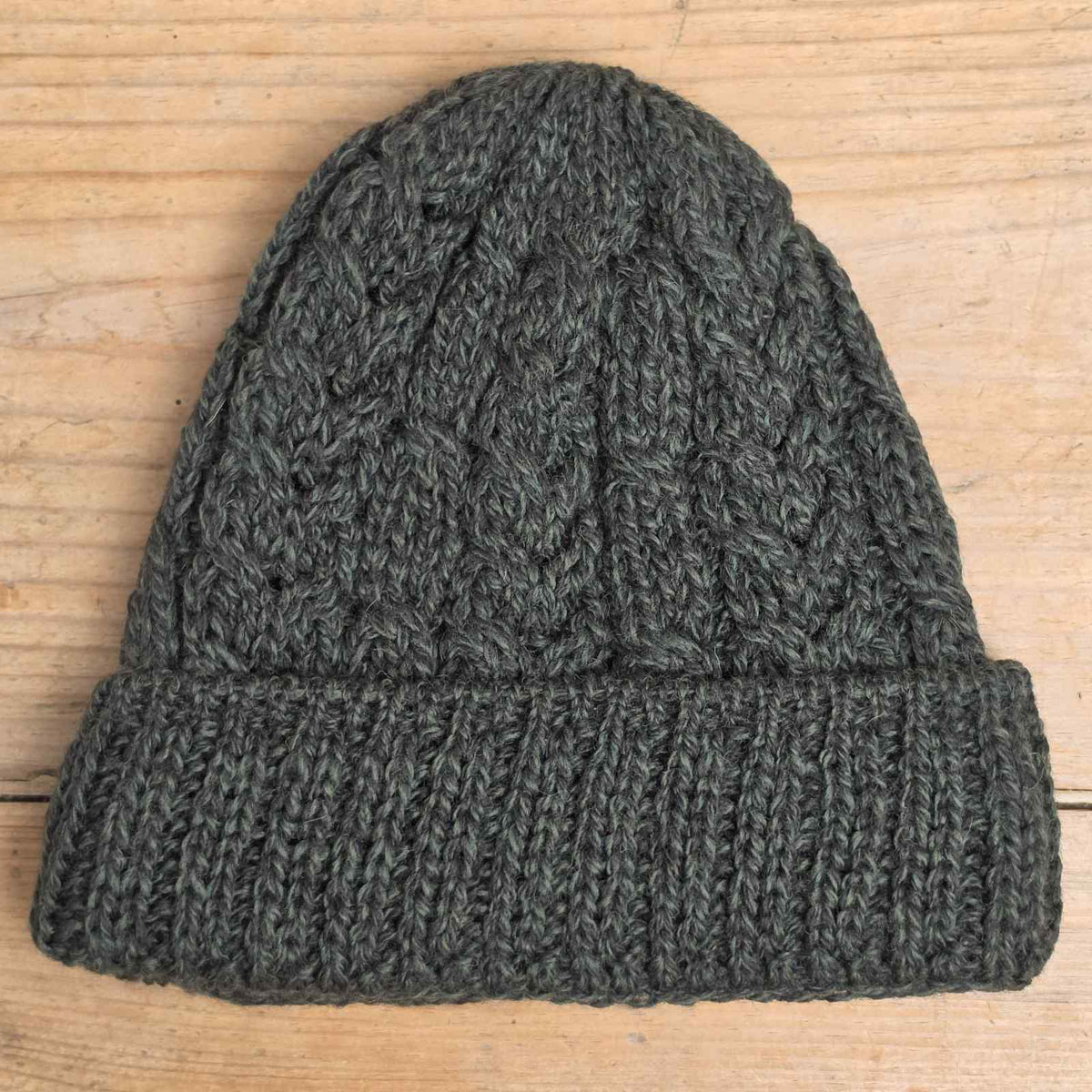 Aran Wool Hat - Seaweed