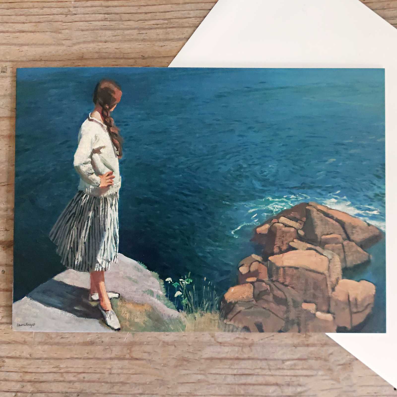 Vintage Greeting - Card - At the Edge of the Cliff, Laura Knight