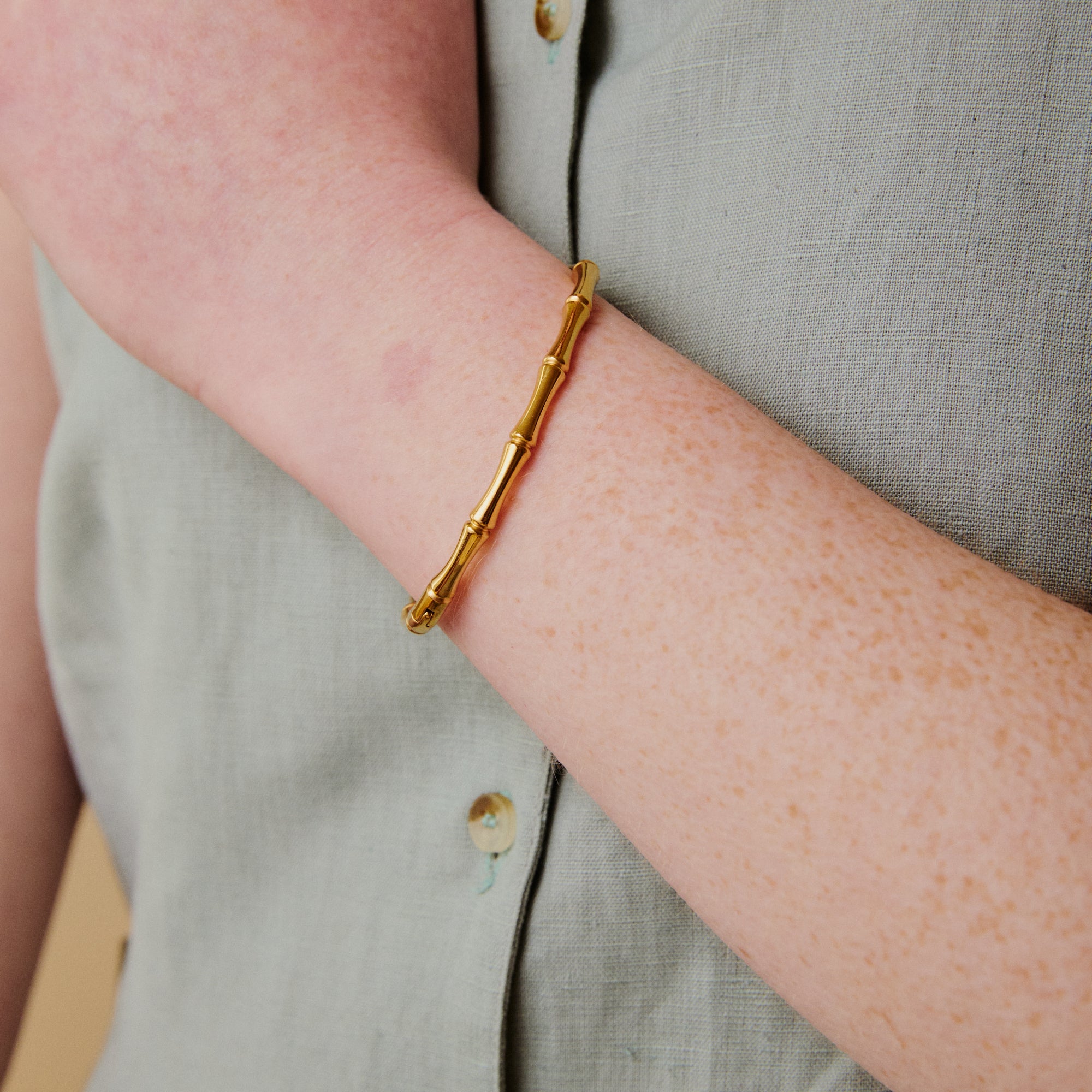 Gold Plated Bracelet - Bamboo Bangle