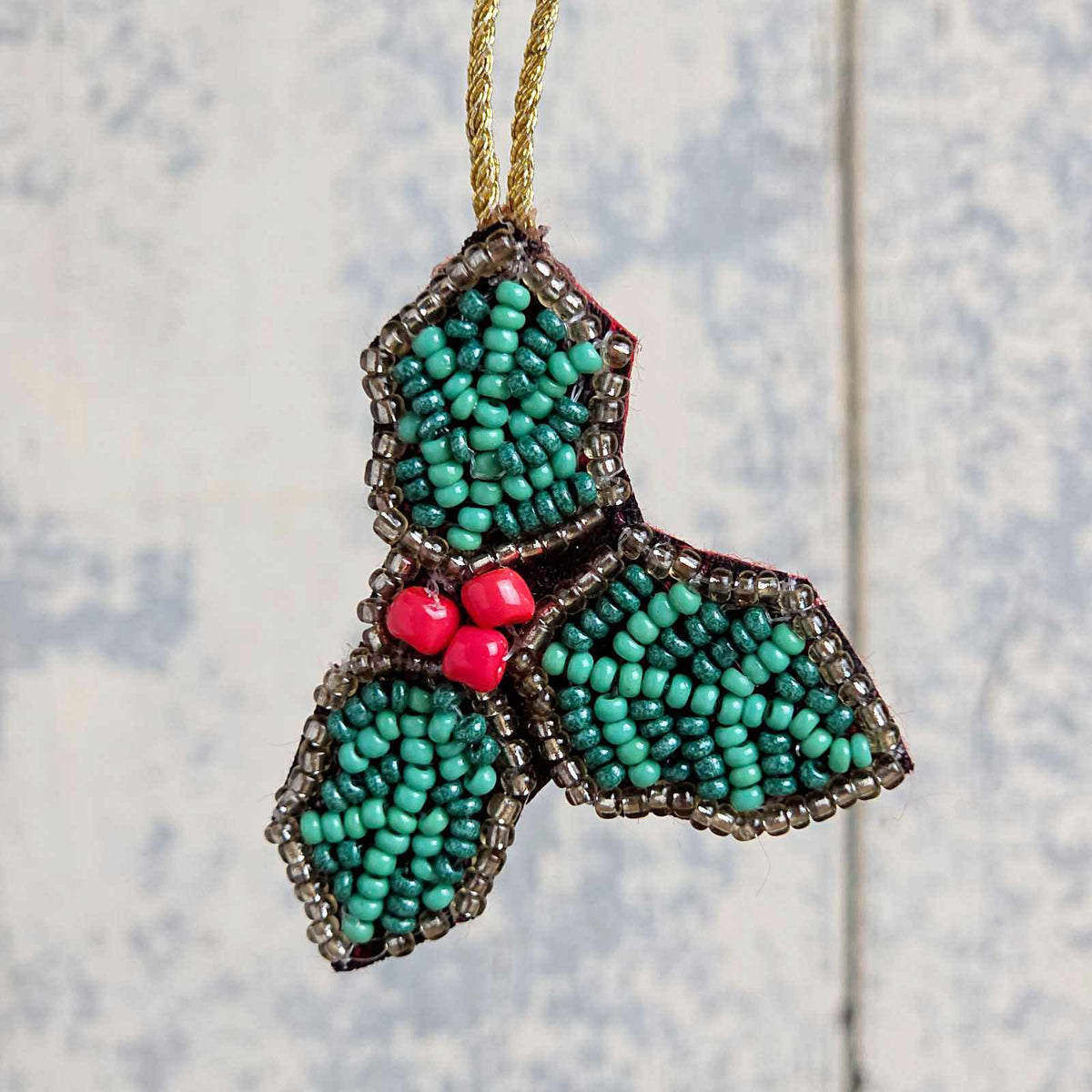 Holly Beaded Christmas Decoration