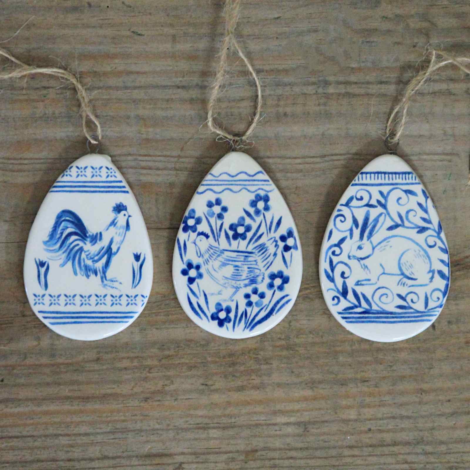 Blue & White Ceramic Egg Decoration