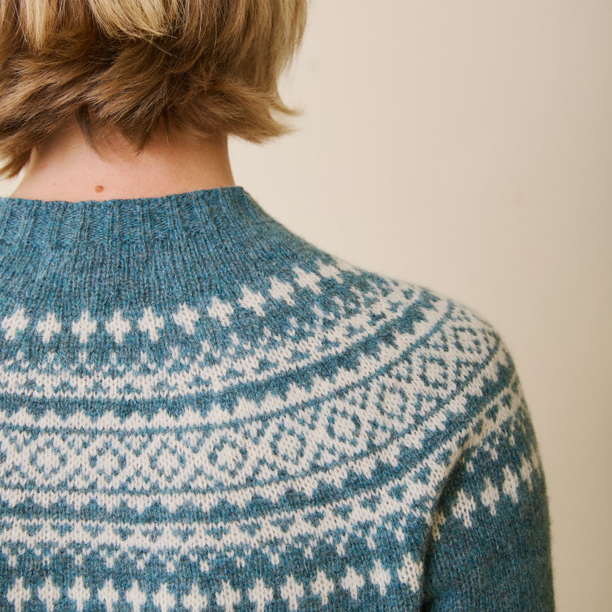 Classic Fair Isle Jumper - Nettle & Ecru