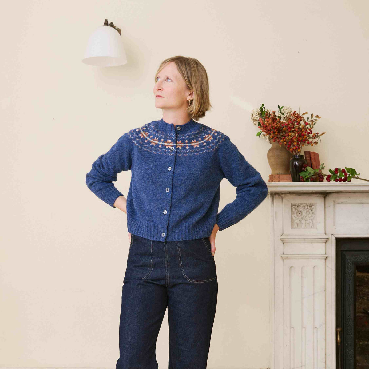 Fair Isle Cardigan - Provence Blue