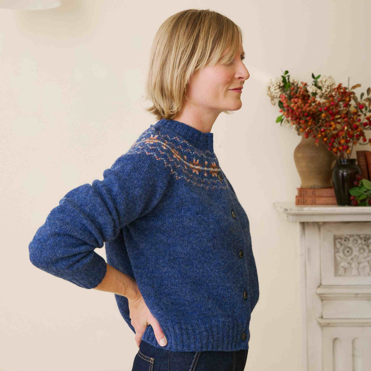 Fair Isle Cardigan - Provence Blue