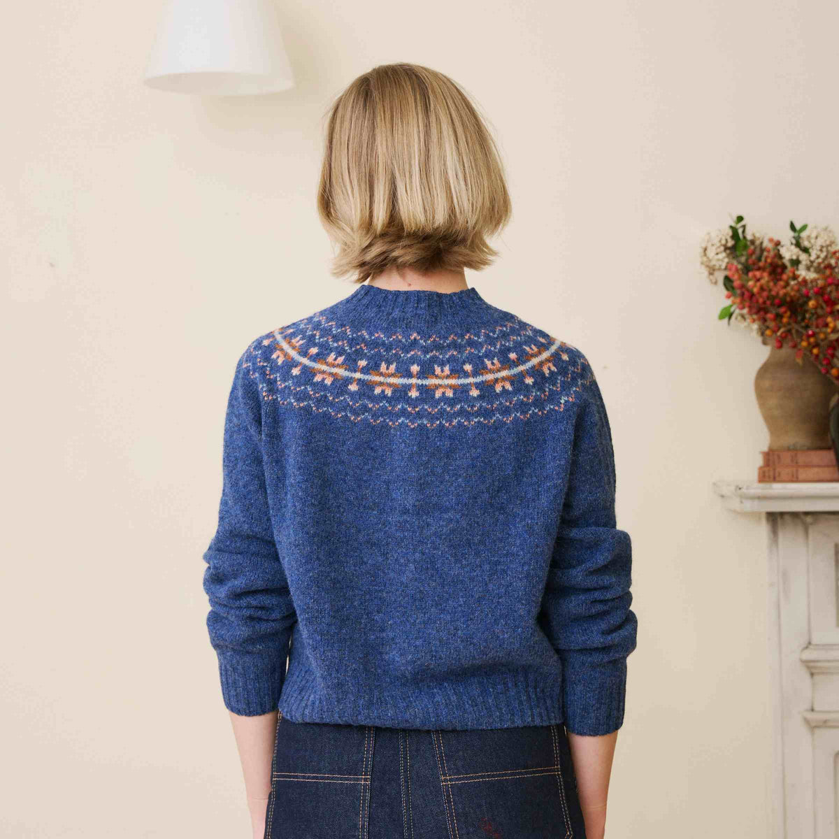 Fair Isle Cardigan - Provence Blue