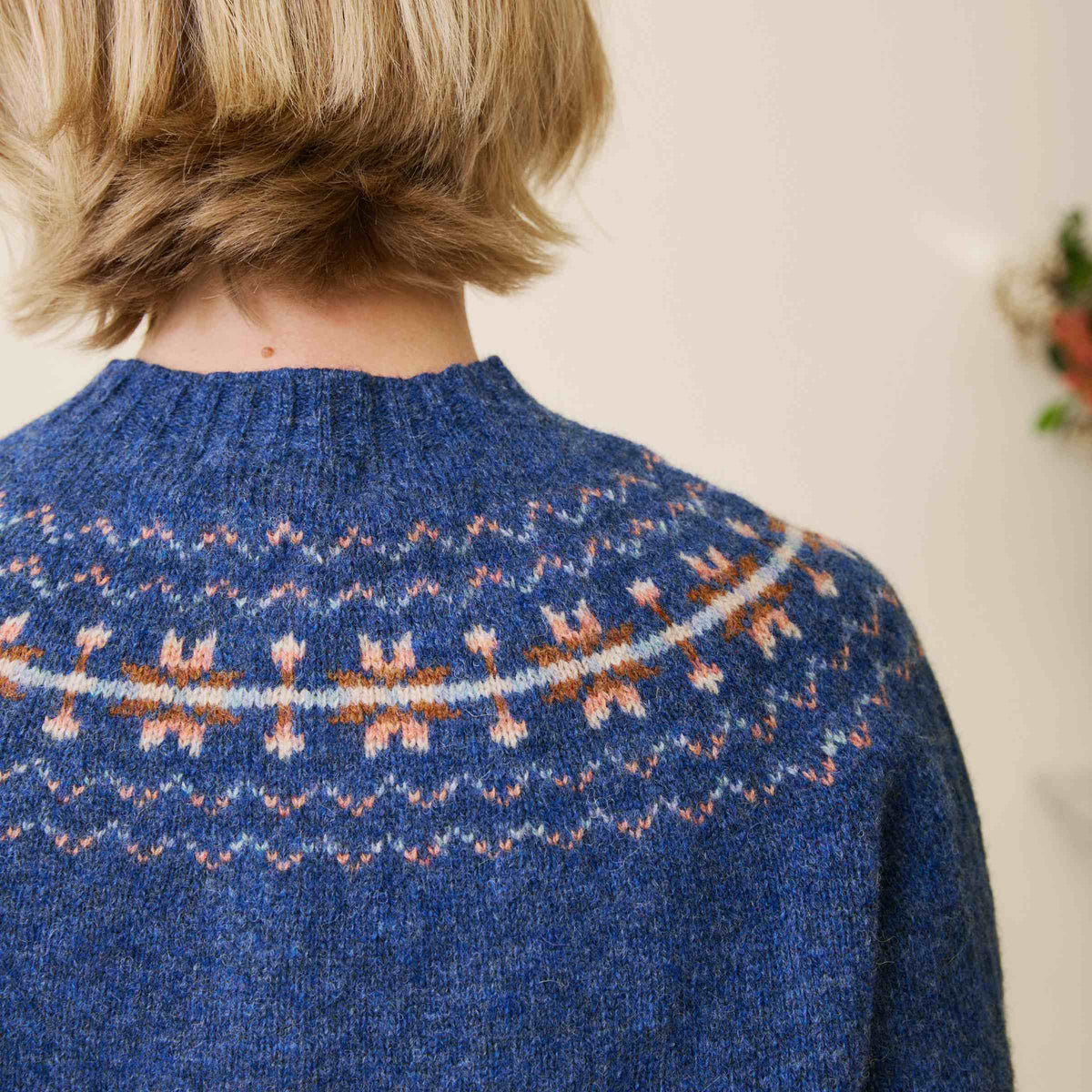 Fair Isle Yoke Cardigan - Provence Blue