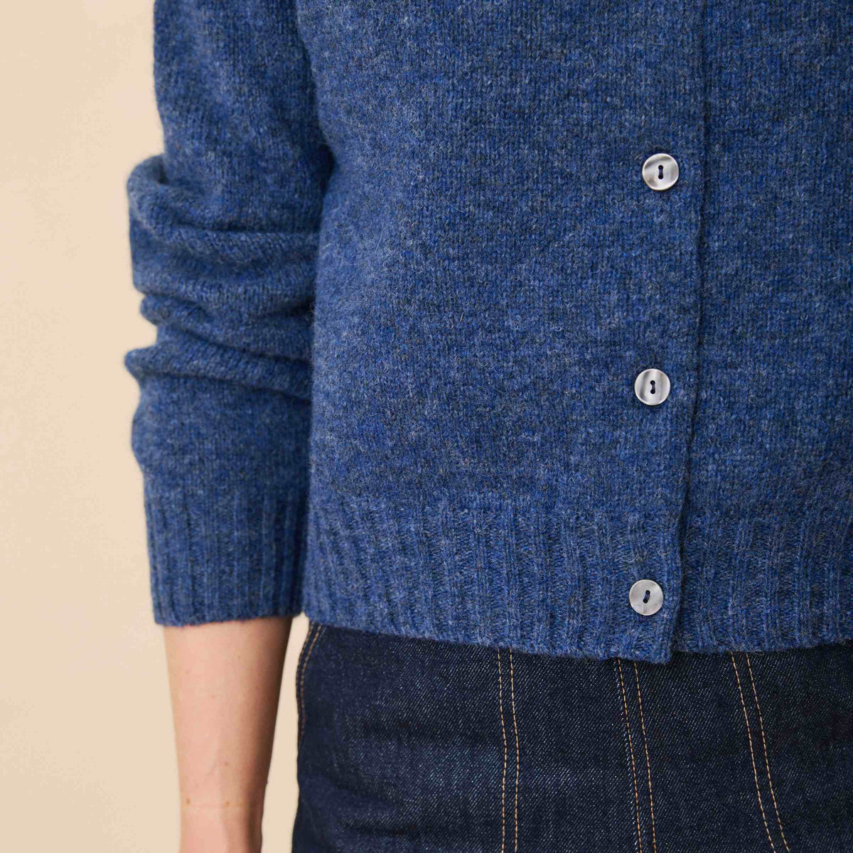 Fair Isle Yoke Cardigan - Provence Blue