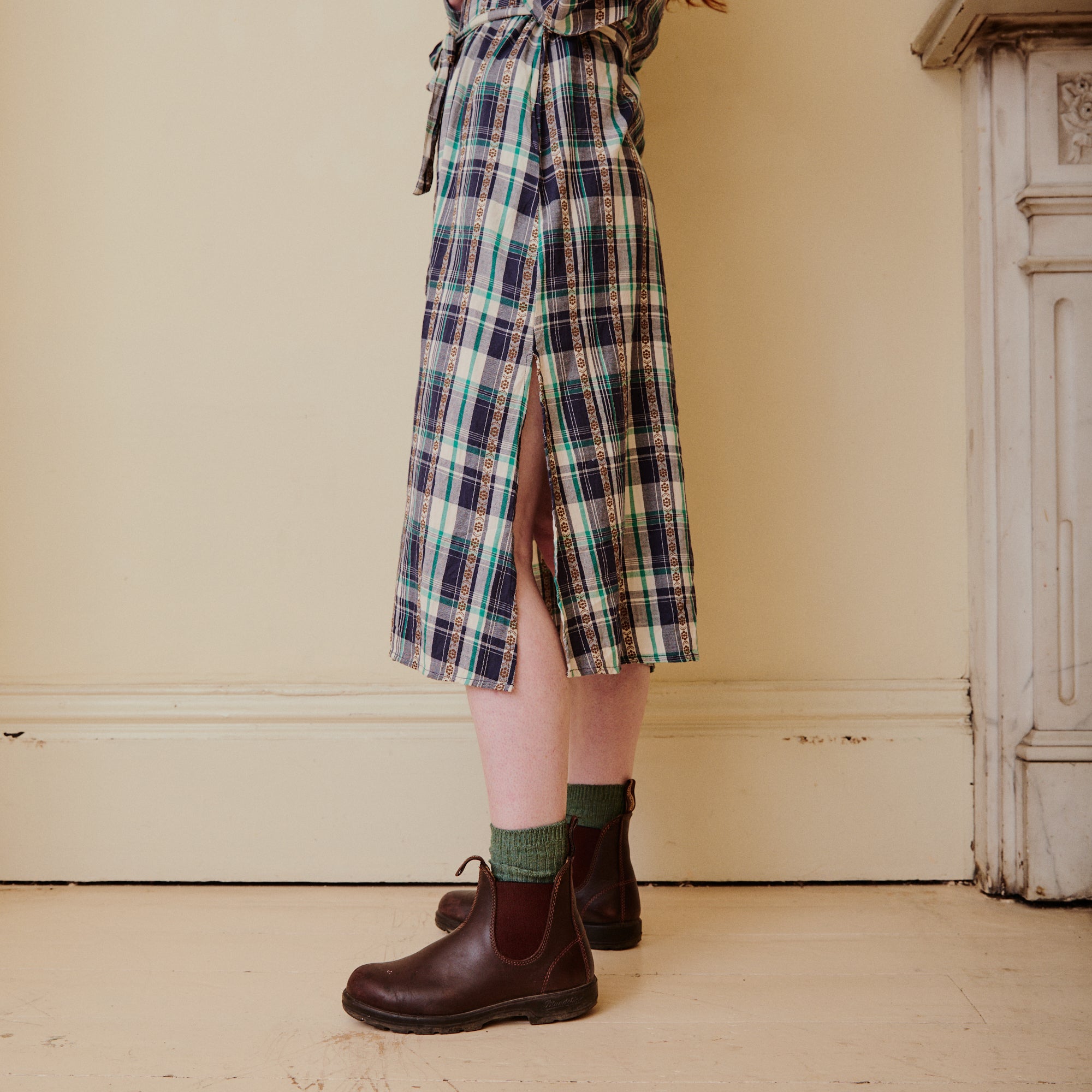 Plaid Dress - Navy &amp; Green