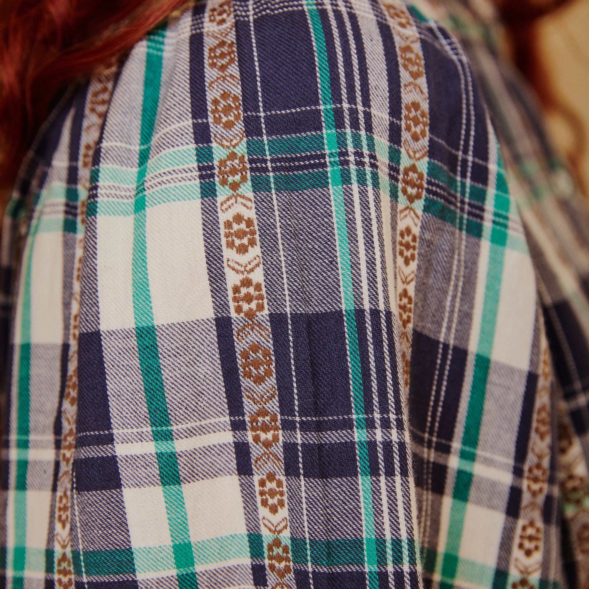 Plaid Blouse detail - Navy & Green