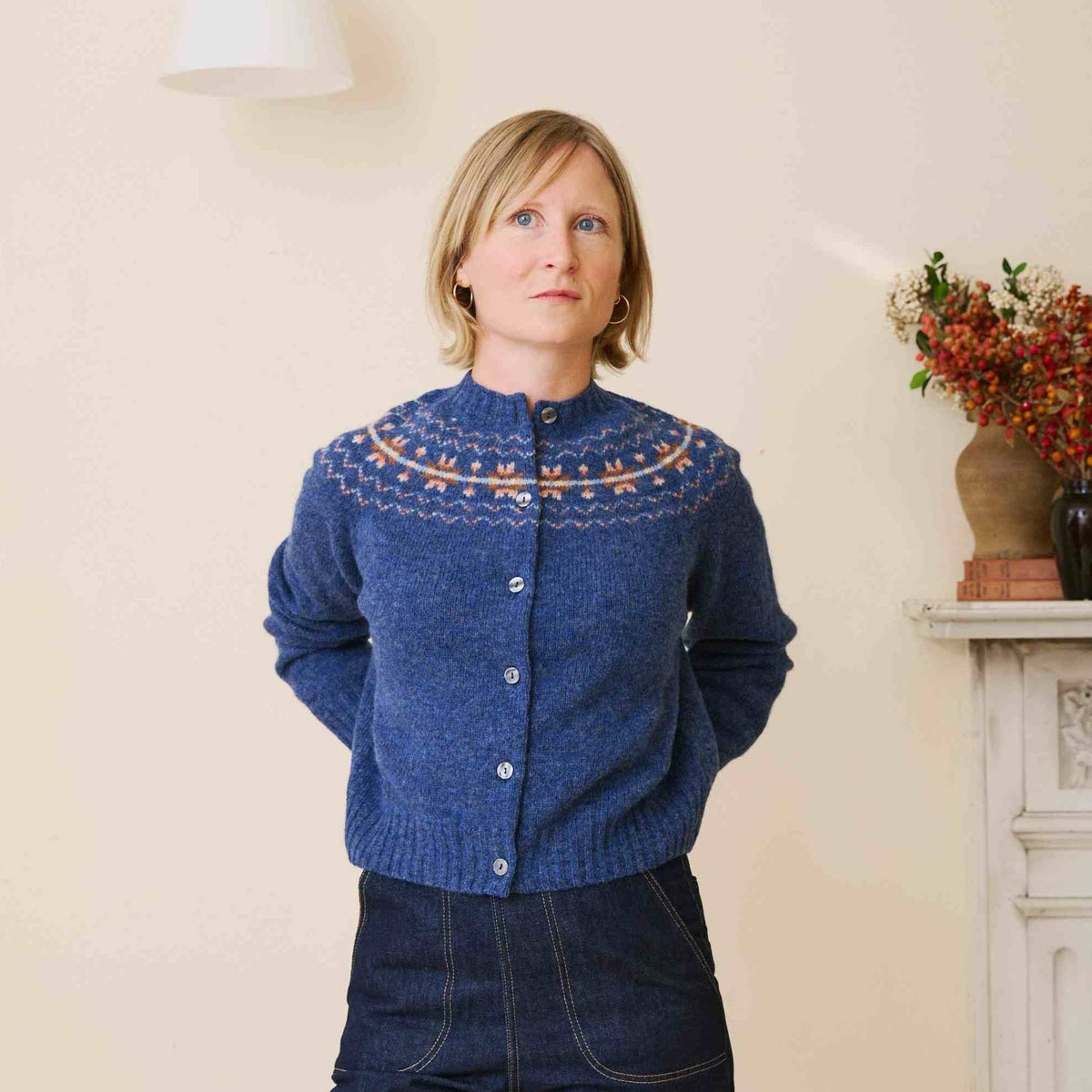 Fair Isle Cardigan - Provence Blue