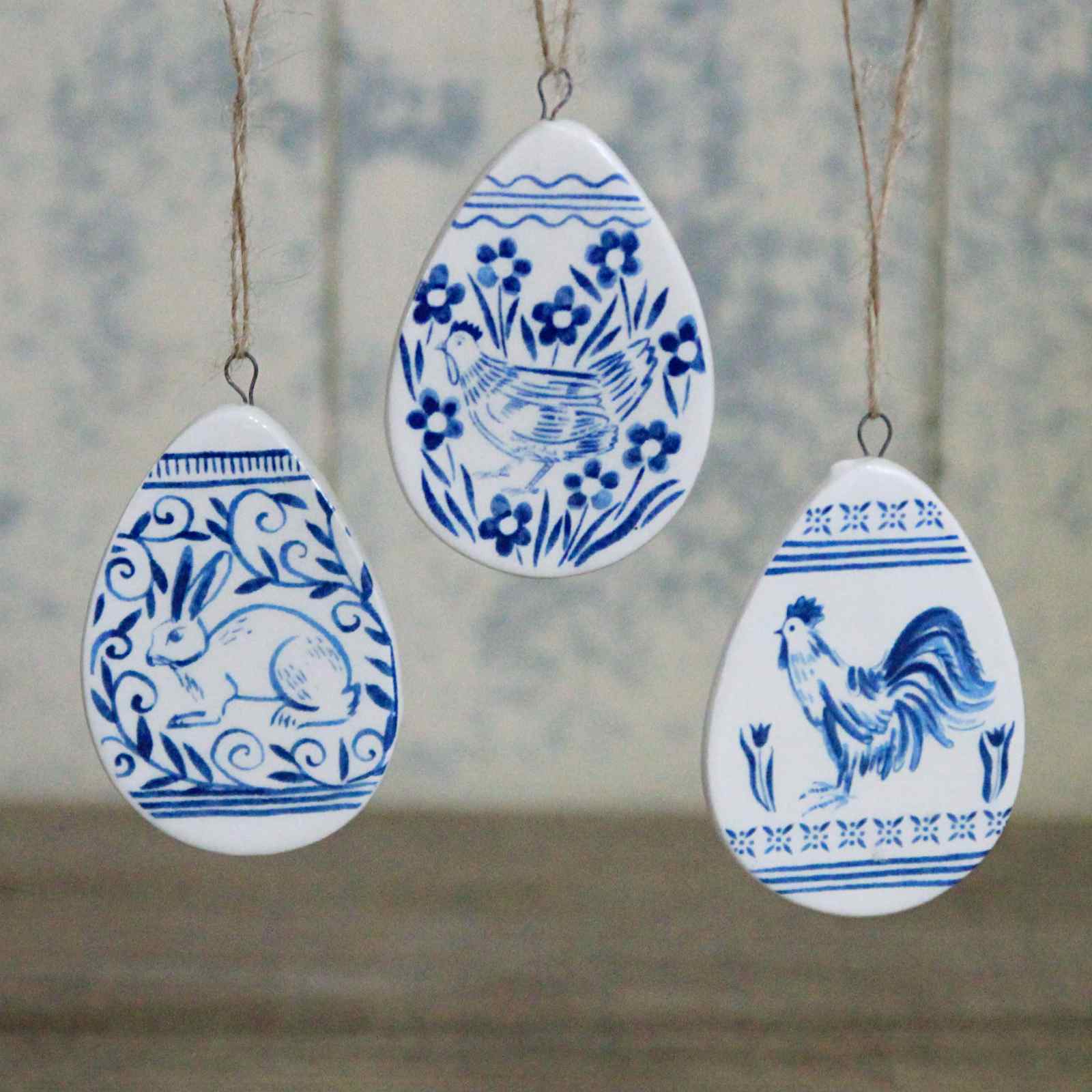 Blue & White Ceramic Egg Decoration
