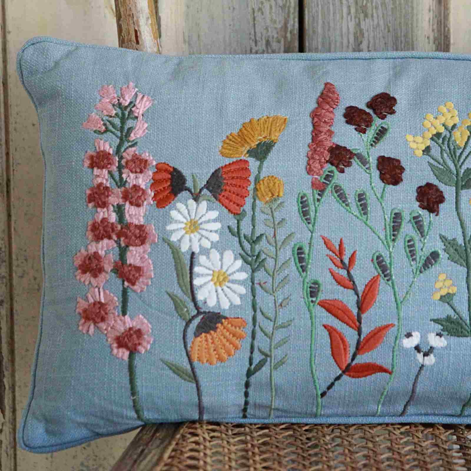 Floral Embroidered Cushion
