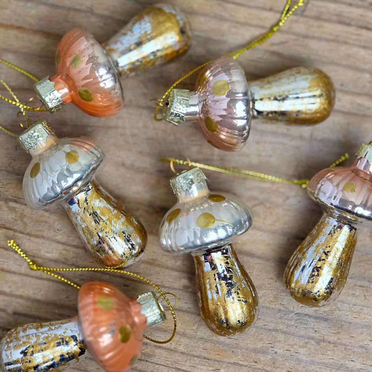 Blush Glass Toadstool Set