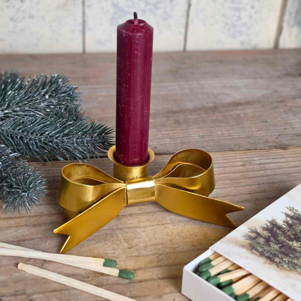 Gold Bow Candle Holder