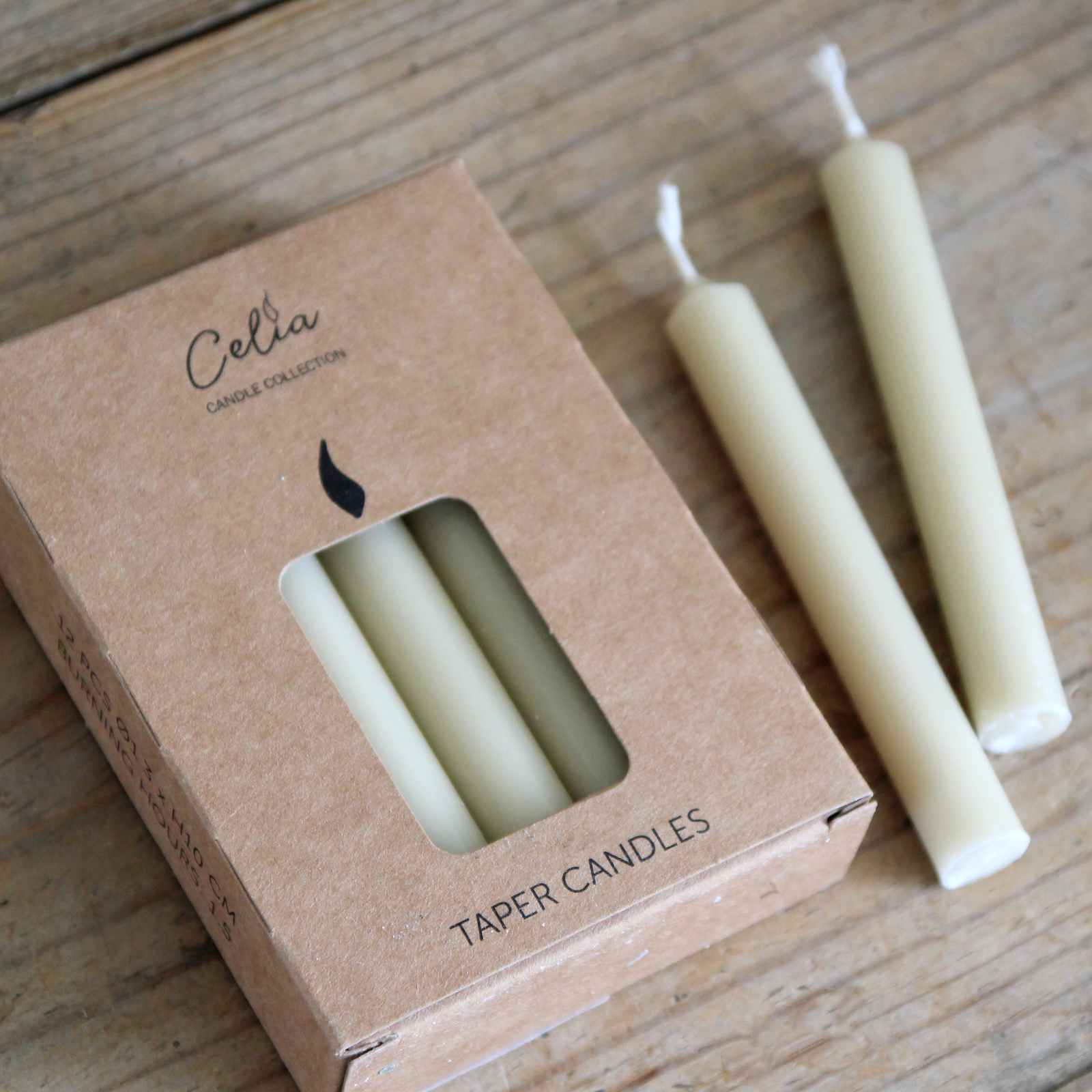 Box of 12 Taper Candles - Antique Cream