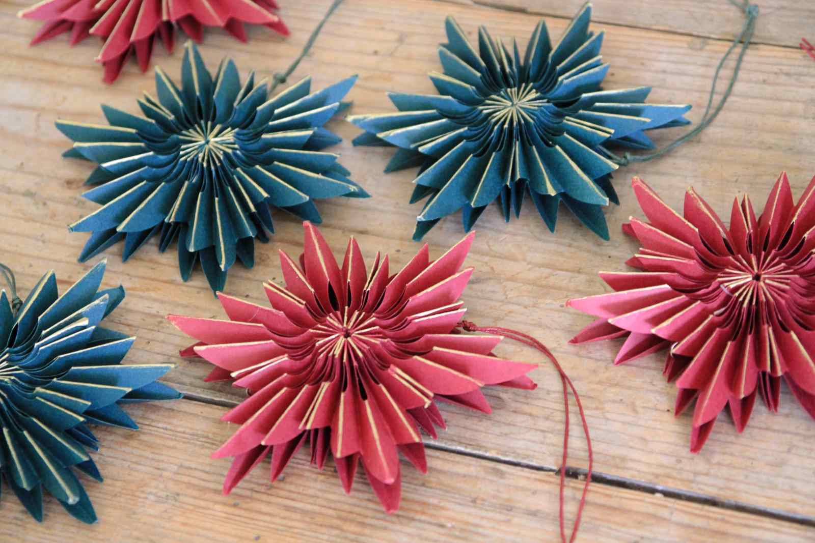 Green and Burgundy Paper Snowflakes - Box of 3