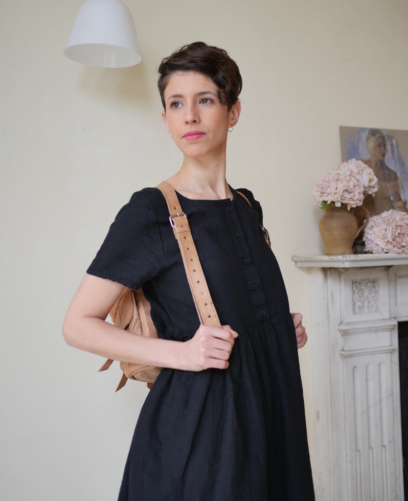 Button Down Linen Dress Black Closet Botts