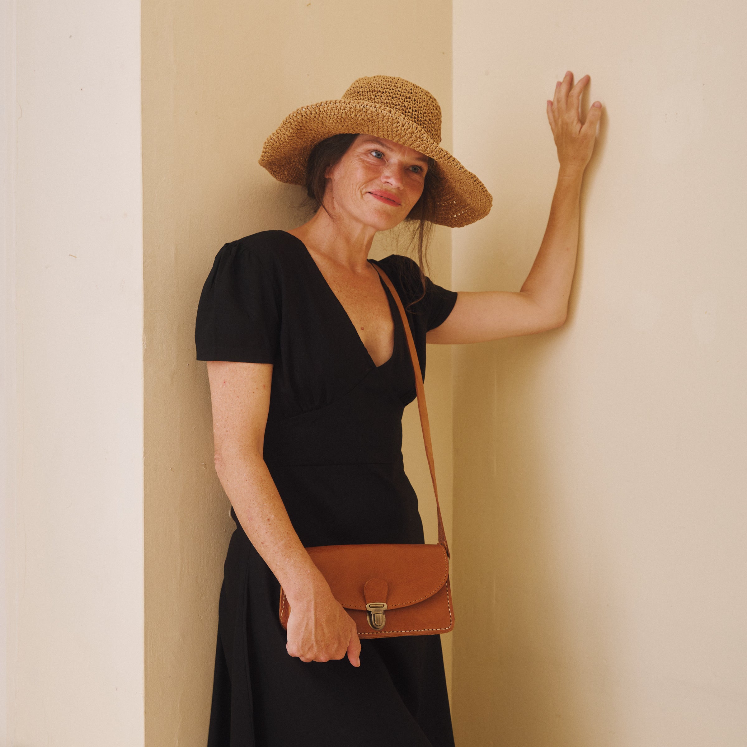 Linen Midi Dress - Black