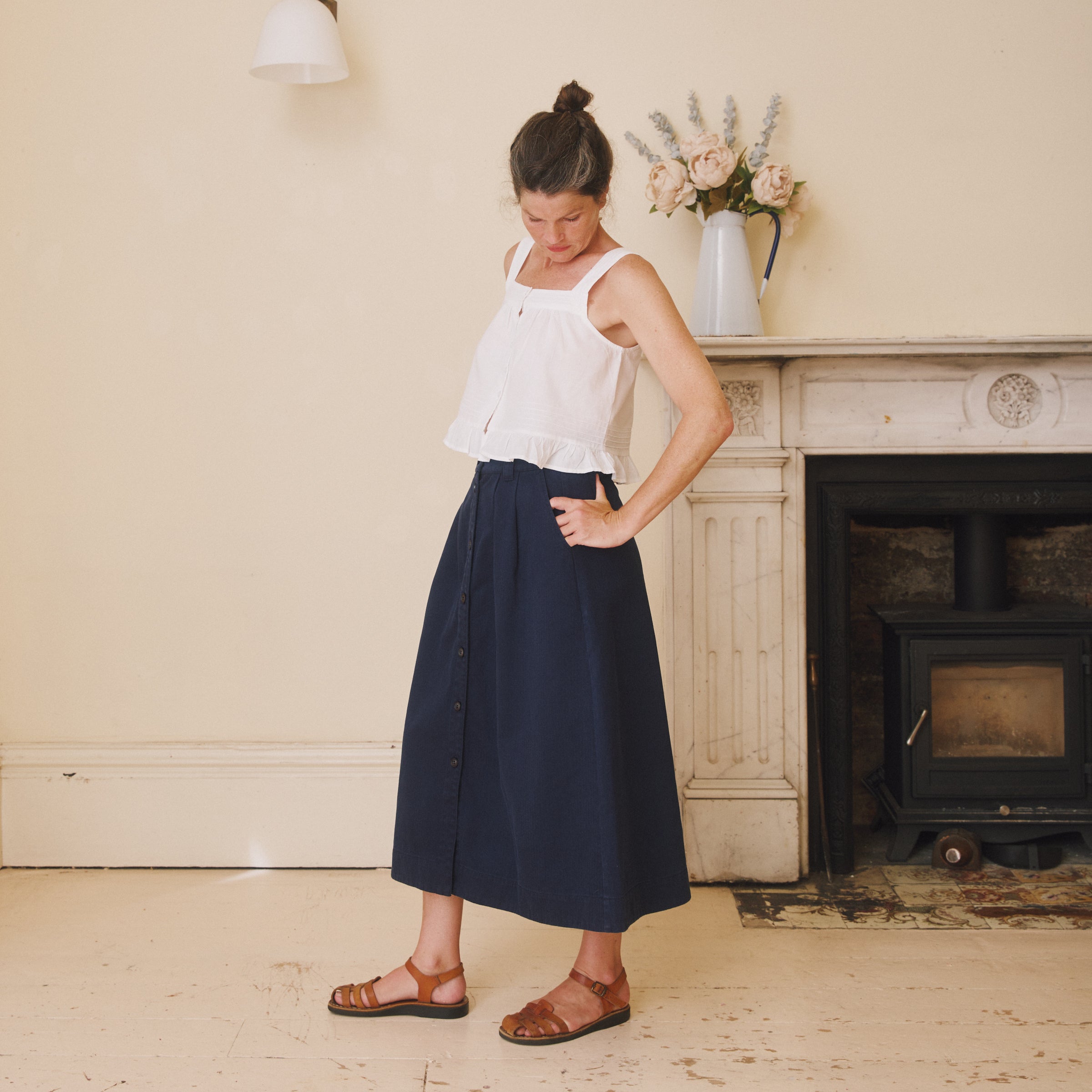 White cotton sleeveless top