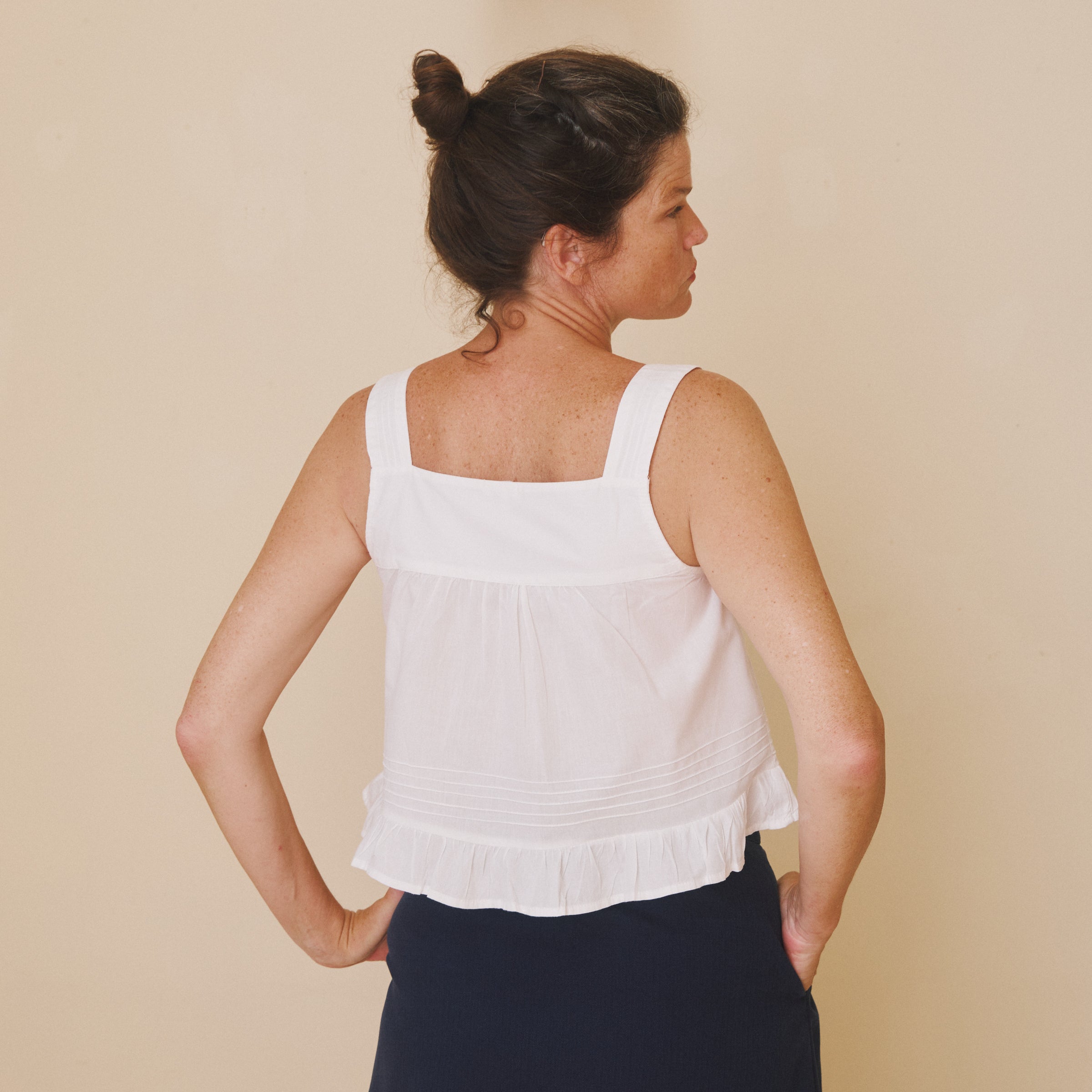 White cotton sleeveless top