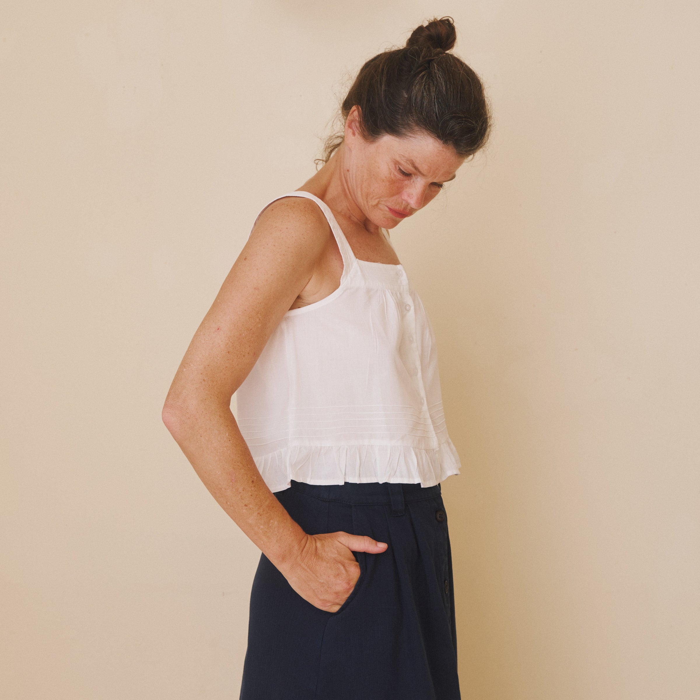 White cotton sleeveless top