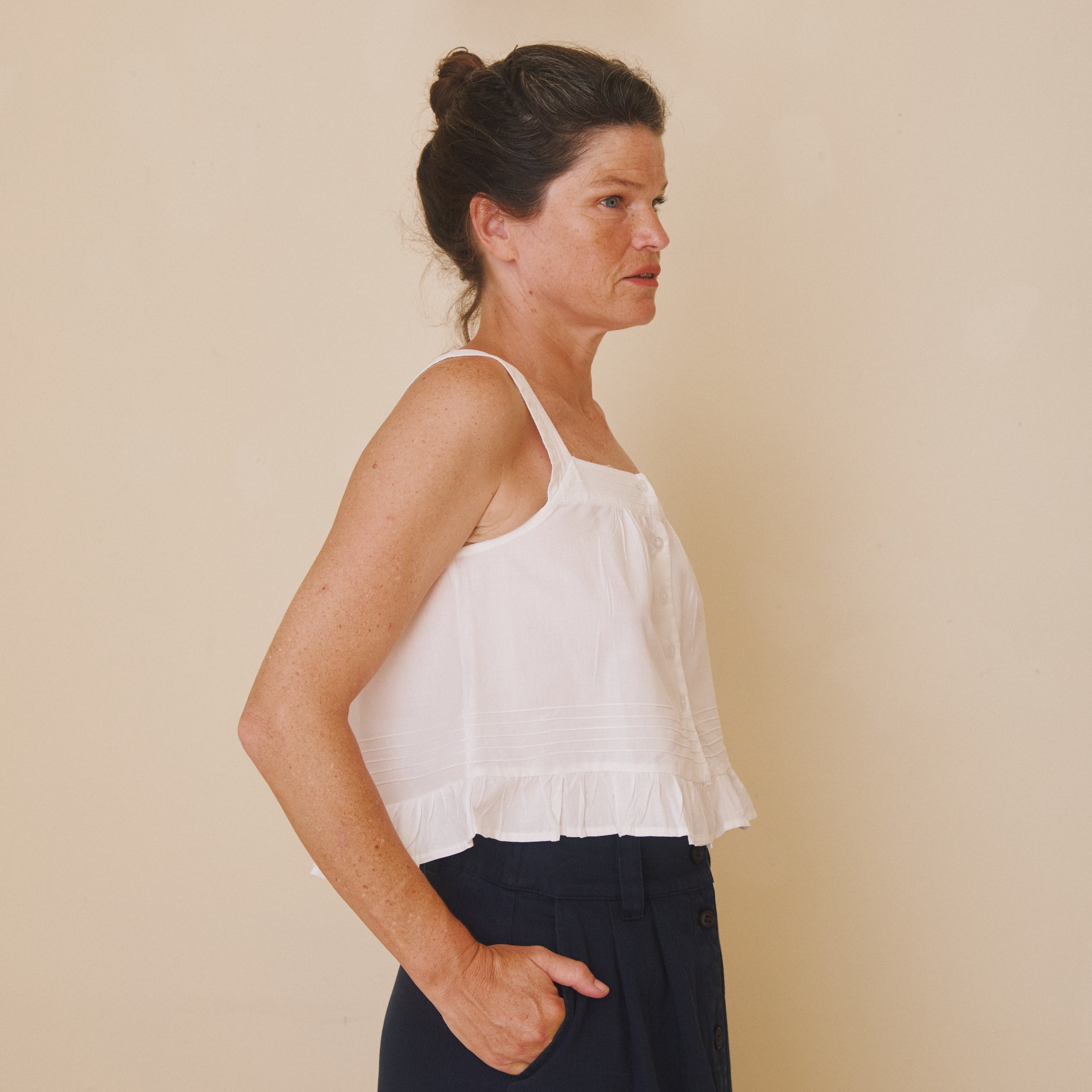 White cotton sleeveless top