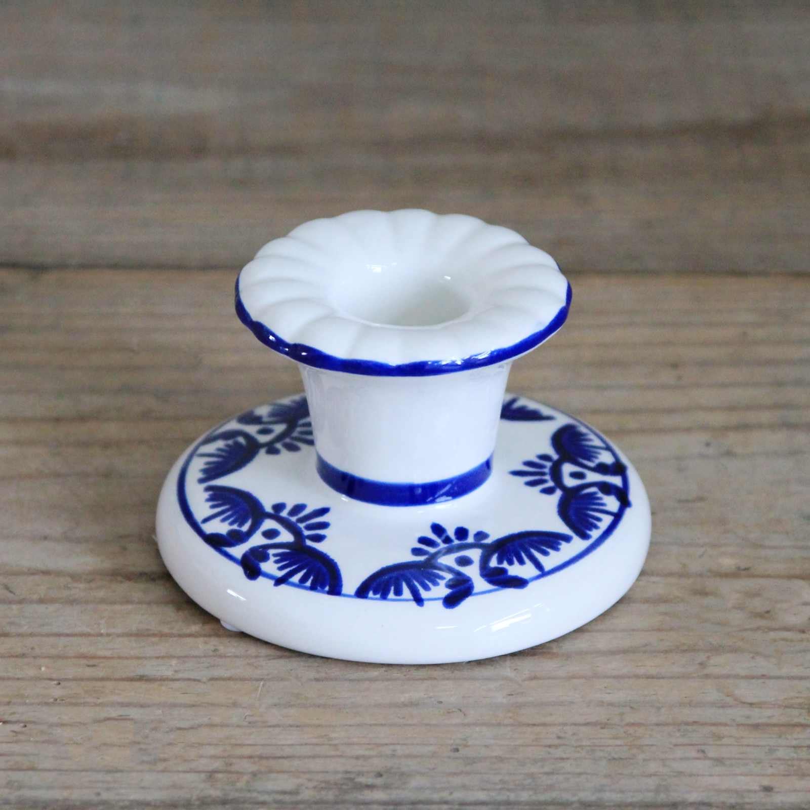 Ceramic Folk Candle Holder - Blue