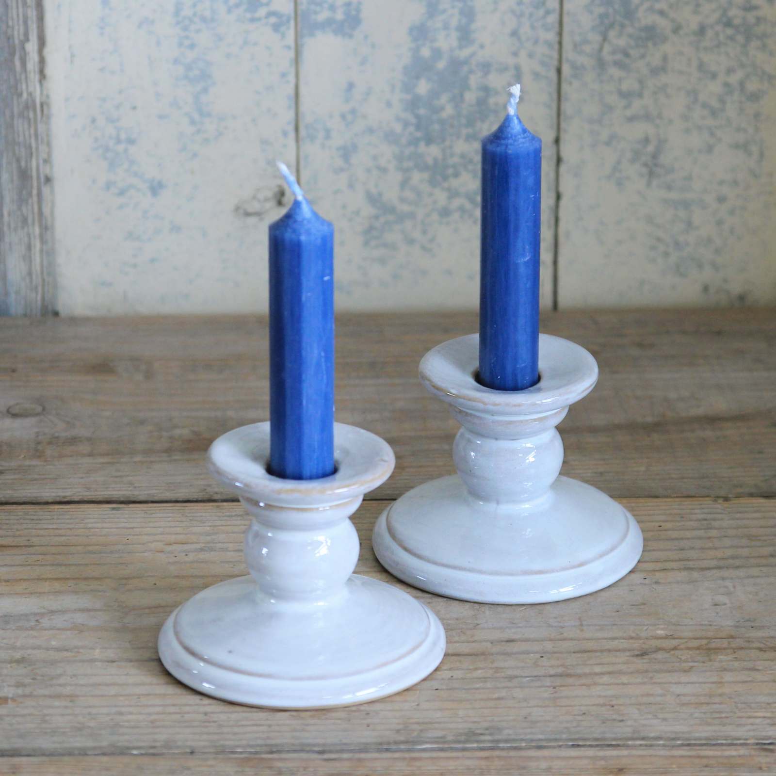 Short Ceramic Candle Holder - Off White