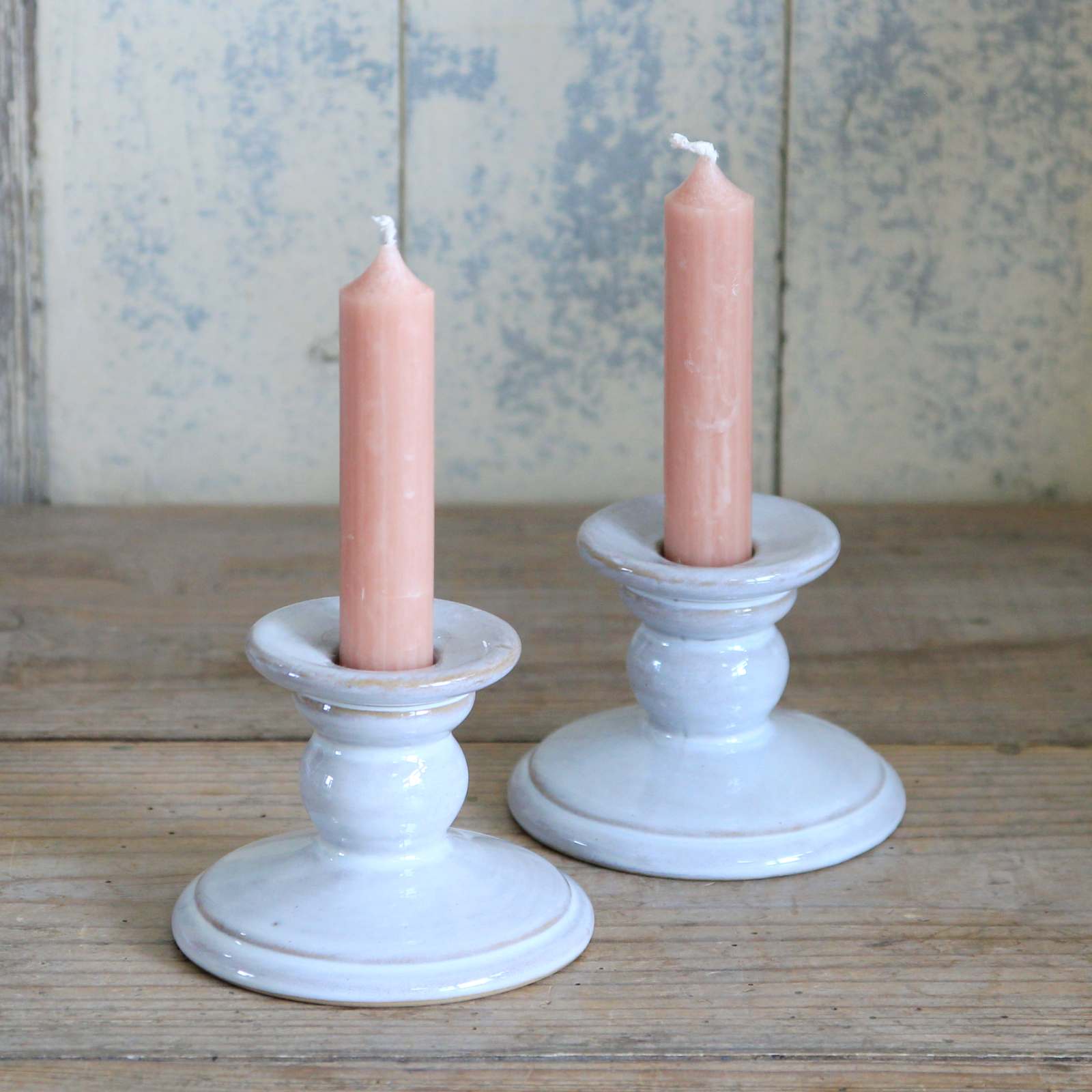 Short Ceramic Candle Holder - Off White