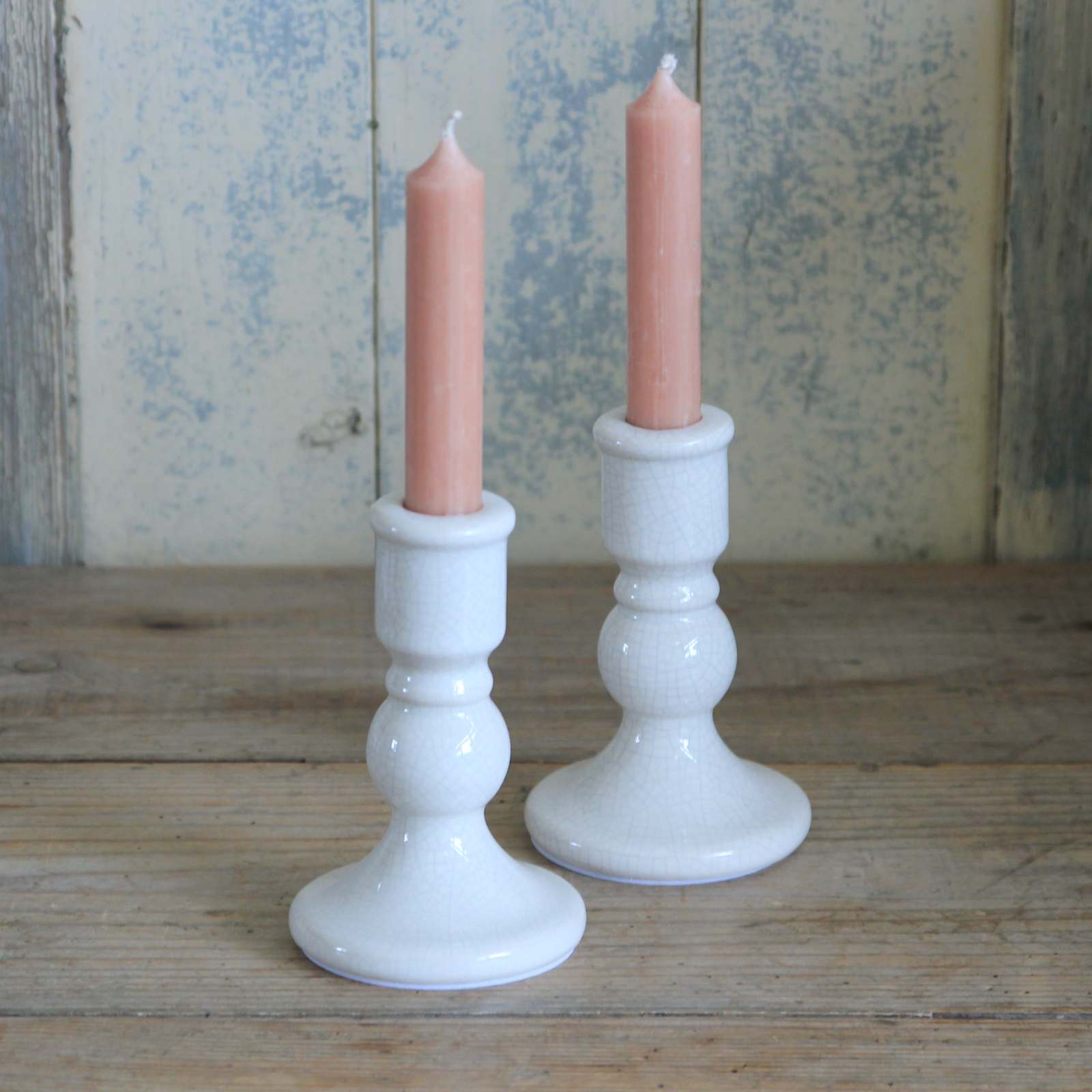 Ceramic Crackle Candle Holder - White
