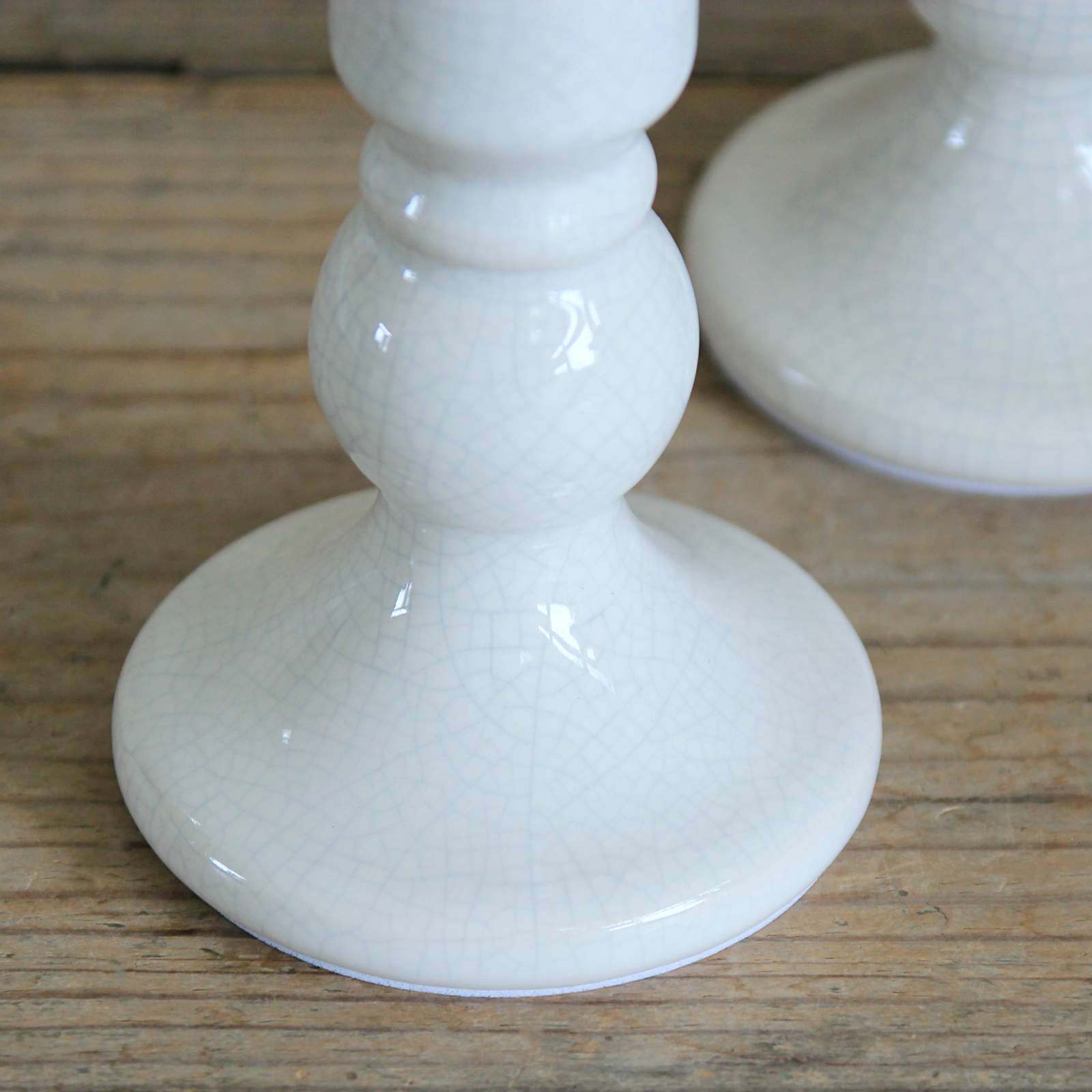 Ceramic Crackle Candle Holder - White