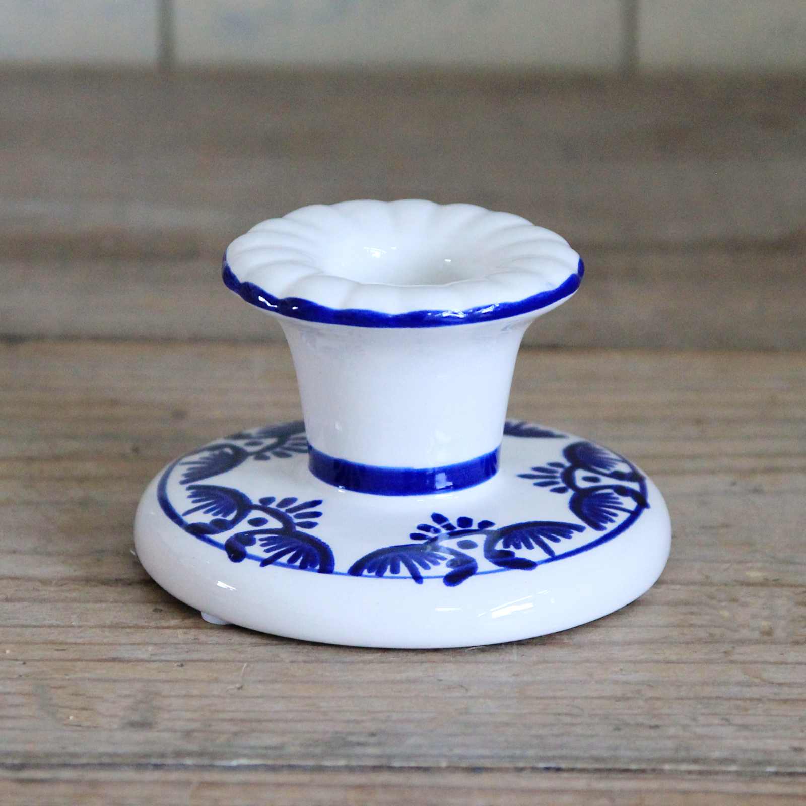 Ceramic Folk Candle Holder - Blue